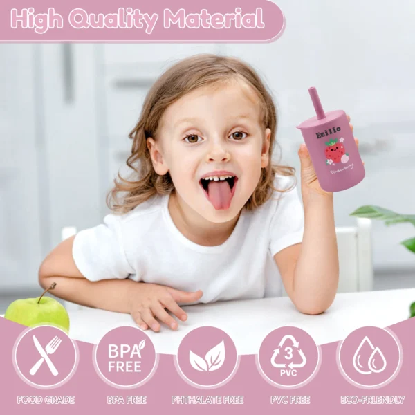 Baby Feeding Drinkware Straw Cup, Baby Learning Feeding Bottles, Anti-Hot Leakproof Silicone Tableware, Toddler Water Bottle - Image 4