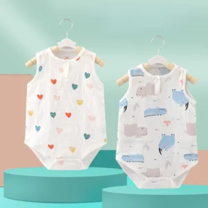 2024 New In Summer Infant Newborn Baby Girls Boys Sleeveless Cloth Cotton Outfits Kids Casual Jumpsuits Toddler Bodysuits