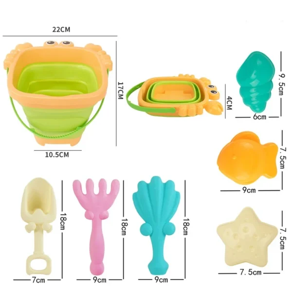 Children Outdoor Beach Folding Bucket Toys Baby Beach Sand Digging Tools Shovels Water Play And Beachcombing Sets - Image 2