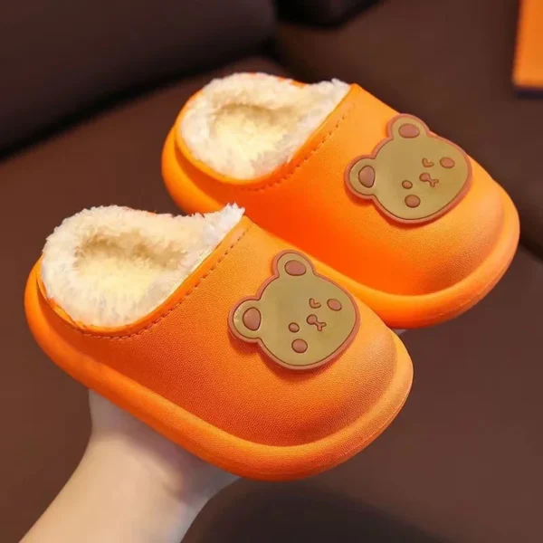 Winter Children Girls And Boy Slippers Newborn Cute Bear Print Indoor Home Thick Fleece Warm Shoes Kids Casual Slipper 2 - Image 6