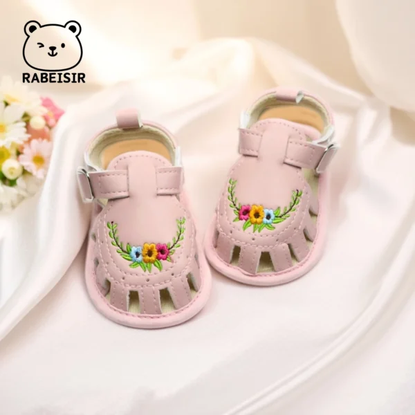 Baby Girl Sandals Baotou Shoes 0-18 Months Baby Toddler Shoes Sandals Elastic Band Breathable Non-Slip
