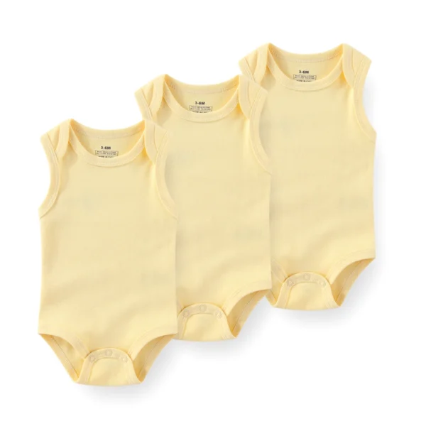 1/3 Pieces Solid Color Sleeveless baby Unisex bodysuits Cotton Newborn Boy Girl Onesies Summer Infant Clothes - Image 5