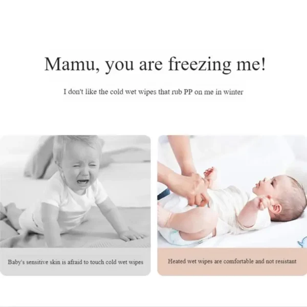 Baby Wipe Warmer Portable Large Capacity Wipes Dispenser USB Wipe Warmer Adjustable Wipe Heater Constant Temperature Diaper Wipe - Image 3