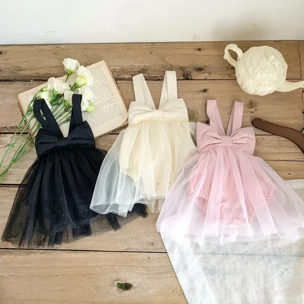 Summer Infant Baby Girls Tutu Skirt Dress Big Bow Birthday Clothes for Newborn Toddler Suspenders Lace Jumper Dress for Girls - Image 2