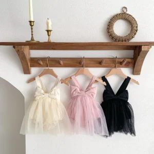 Summer Infant Baby Girls Tutu Skirt Dress Big Bow Birthday Clothes for Newborn Toddler Suspenders Lace Jumper Dress for Girls