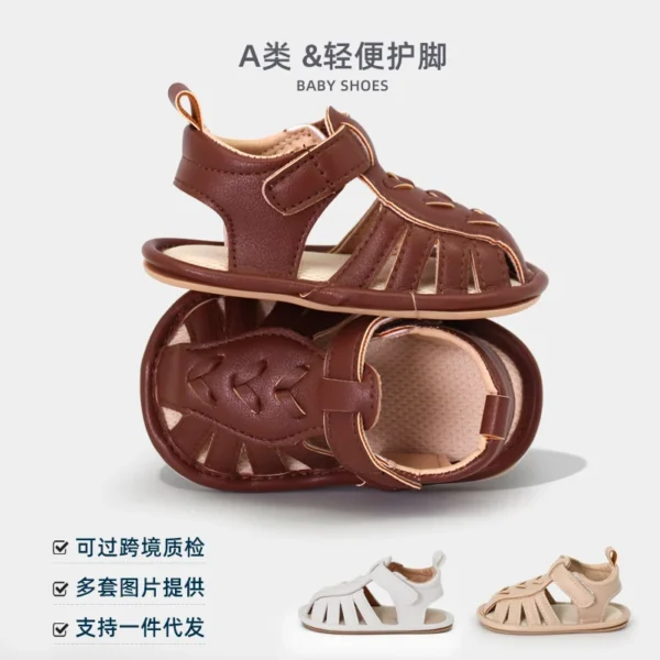 Baby Shoes Summer Sandal Soft PU Anti-slip Sole for Boys and Girls Classical Style 0-9-18 Months Water Proof Walking BBW4020 - Image 4