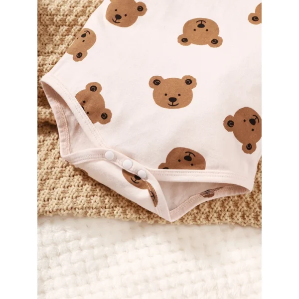 0-9 Months Newborn Baby Boy 4PCS Clothing Set Bear Print Short/Long Sleeve Bodysuit+Pants+Hat+Sock Cute Baby Photograph Outfit - Image 3
