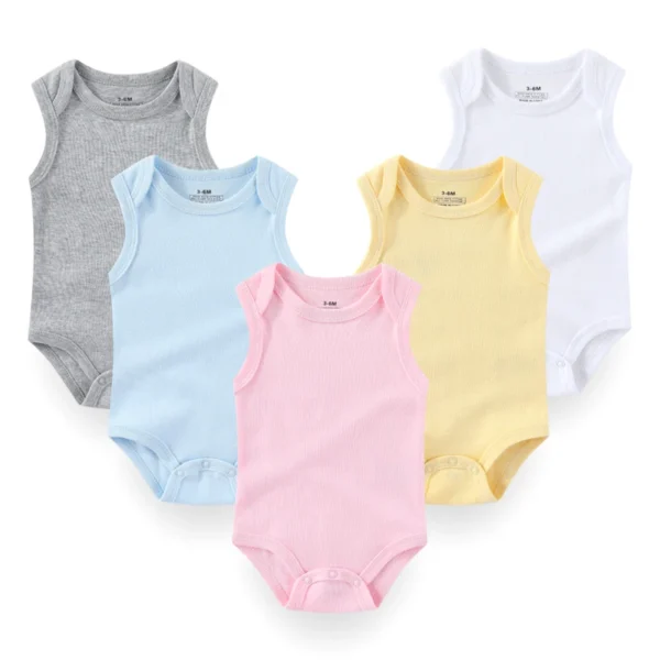 1/3 Pieces Solid Color Sleeveless baby Unisex bodysuits Cotton Newborn Boy Girl Onesies Summer Infant Clothes