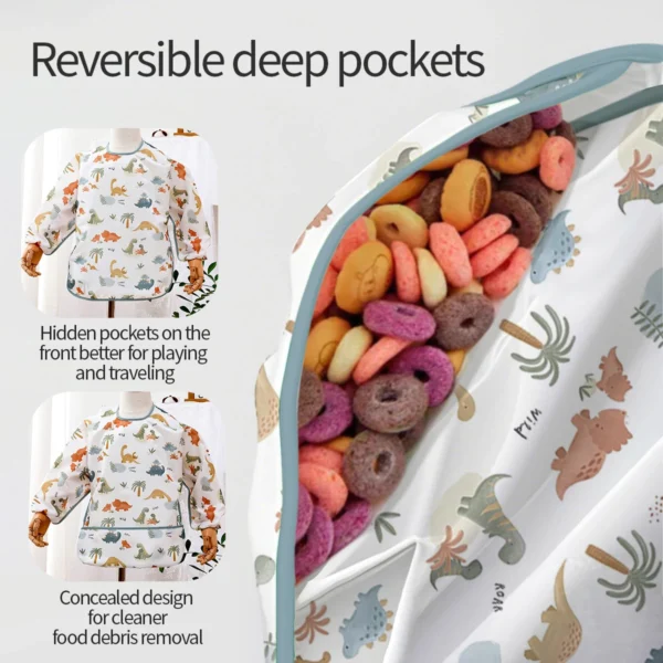 100%Polyester Baby Bibs with Long Sleeve Bib, Coverall Bibs for Baby Feeding, Machine Washable, Waterproof and Easy to Clean - Image 3