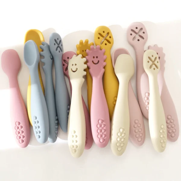 3PCS Silicone Spoon Fork For Baby Utensils Set Feeding Food Toddler Learn To Eat Training Soft Fork Cutlery Children's Tableware - Image 2