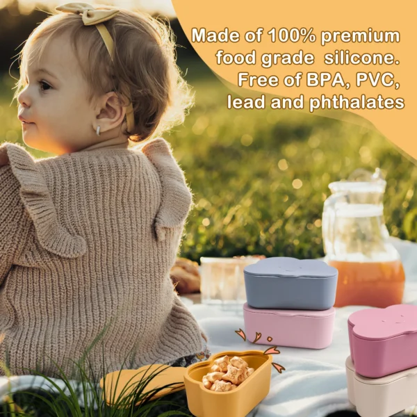 TYRY HU BPA Free Kids Silicone Food Storage Box Solid Color Baby Snack Cup Portable Children Snacks Container With Lid - Image 2