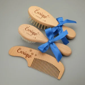 Personalized Baby Hairbrushes Custom Wood Baby Brush and Hair Comb Engrave Name Baptism Birthday Baby Shower New Born Gifts