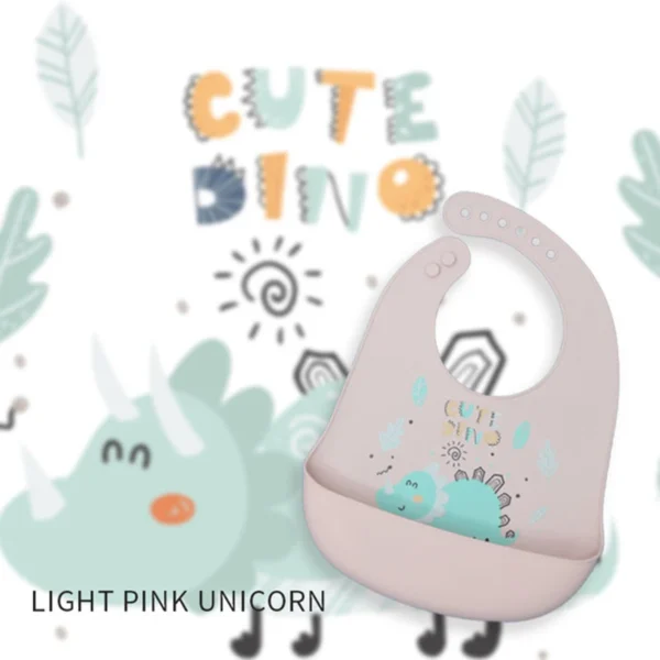 Waterproof Baby Bibs Baby Stuff Cute Cartoon Dinosaur Printed Kids Bib Girl Boy Adjustable Soft Silicone Bib Baby Feeding Stuff - Image 3