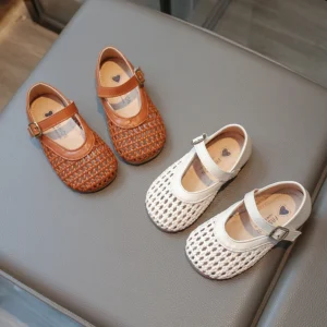 Girls Artificial Leather Shoes Summer New Children Hollow Casual Sandals Kids Fashion Shoe Beach shoes 3