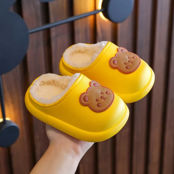 Winter Children Girls And Boy Slippers Newborn Cute Bear Print Indoor Home Thick Fleece Warm Shoes Kids Casual Slipper 2 - Image 3
