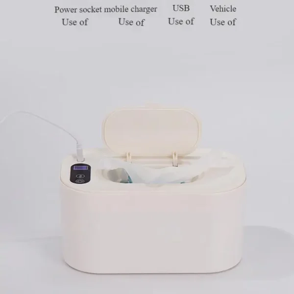 Baby Wipe Warmer Portable Large Capacity Wipes Dispenser USB Wipe Warmer Adjustable Wipe Heater Constant Temperature Diaper Wipe - Image 5