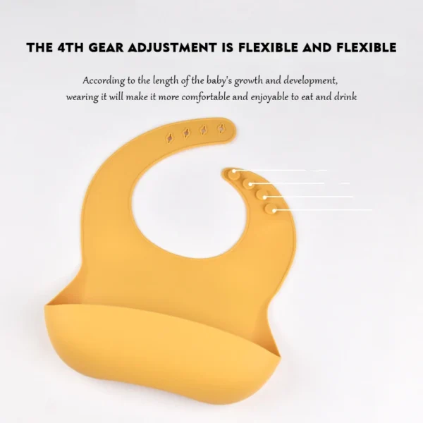 Baby Silicone Bib Waterproof Soft Solid Color 4-speed Adjustable Bibs Newborn Lunch Feeding Saliva Pocke Kids Eating Accessories - Image 3