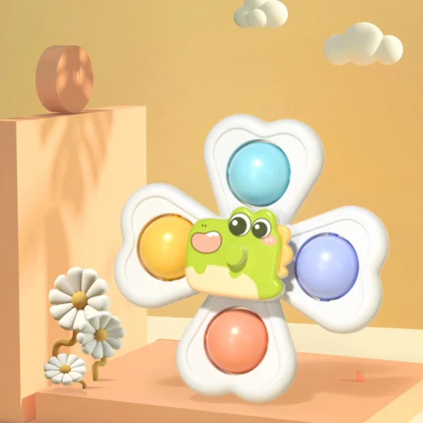 3 in 1 Suction Cups Spinning Top Toy For Baby Game Infant Teether Relief Stress Educational Rotating Rattle Bath Toys For Kids - Image 3