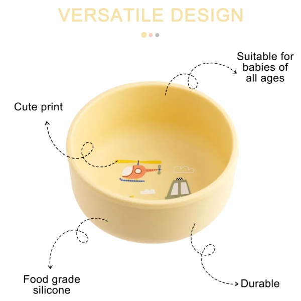 1PCS Baby Weaning Bowl Silicone Cartoon Pattern BPA Free Non Toxic Dishwasher Safe Food Feeding Container Tableware Baby Stuff - Image 5