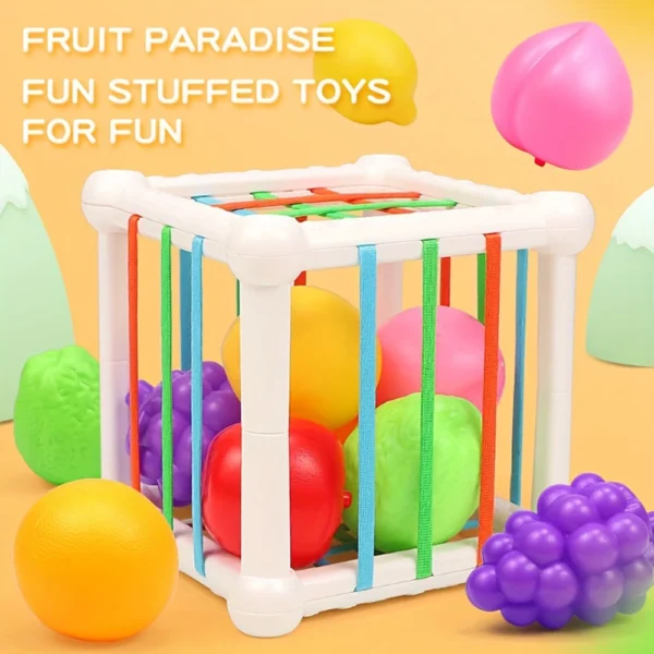 Early Learning Fruit Recognition Cube Box, Shape Sorting Toy for Kids,Designed for Finger Grip Training for Baby - Image 2