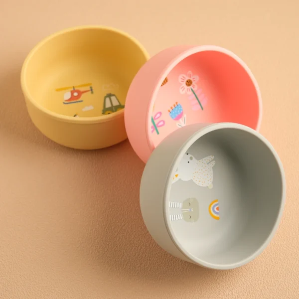 1PCS Baby Weaning Bowl Silicone Cartoon Pattern BPA Free Non Toxic Dishwasher Safe Food Feeding Container Tableware Baby Stuff - Image 2
