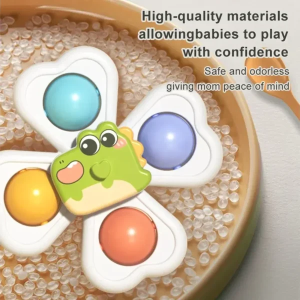 3 in 1 Suction Cups Spinning Top Toy For Baby Game Infant Teether Relief Stress Educational Rotating Rattle Bath Toys For Kids - Image 5