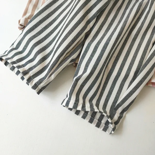 Children's Clothing Vintage Linen Cotton Stripe Pants Baby Boy Girl Casual Shorts Spring Summer Girls Loose Trousers and Shorts - Image 5