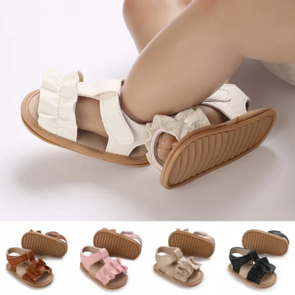 Cute 0-18M Baby Cute Open toed Summer Sandals Princess Casual PU Soft Rubber Bottom Non slip Sandals