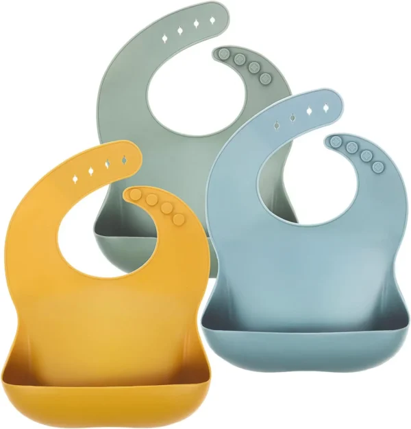Baby Silicone Bib Waterproof Soft Solid Color 4-speed Adjustable Bibs Newborn Lunch Feeding Saliva Pocke Kids Eating Accessories - Image 4