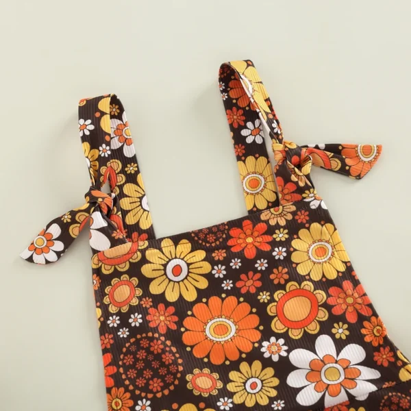 2022-08-29 Lioraitiin 0-4Years Toddler Baby Kid Girl Romper Sleeveless Off Shoulder Flower Print Loose Long Ruffle Romper - Image 5